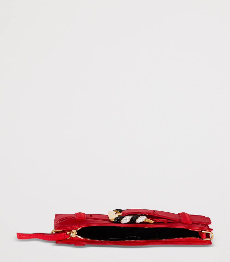 Balmain satin Anthem clutch bag zebra print, imported from the UK