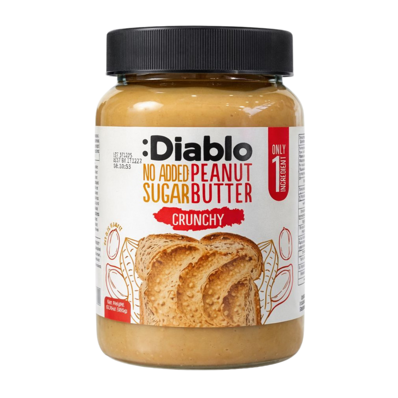 Diablo crunchy peanut butter no added sugar 350g (British brand)