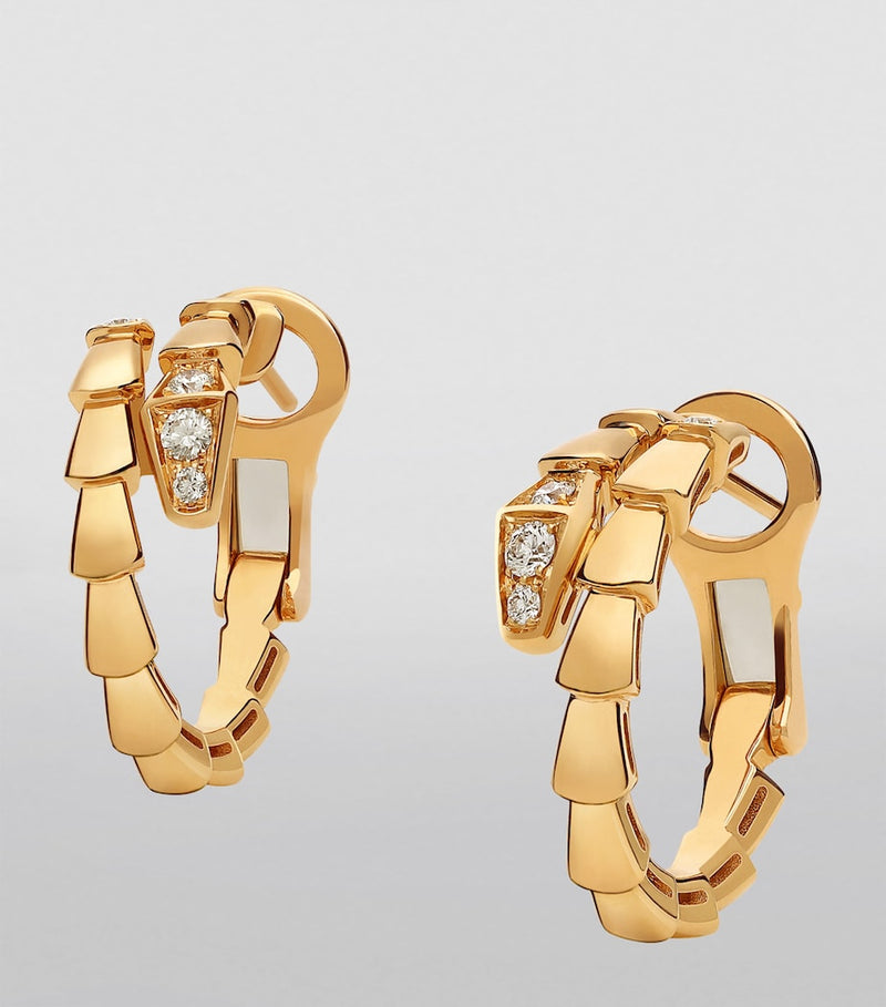 Bvlgari Serpenti Viper hoop earrings yellow gold diamonds, UK version