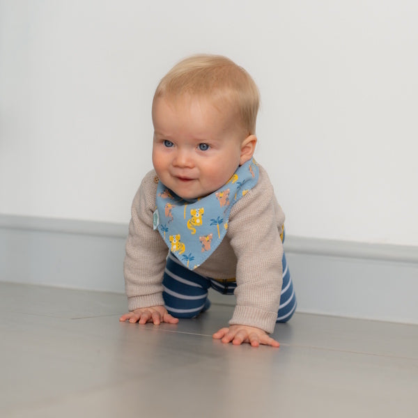 Ziggle Bandana Dribble Bib blue leopard print (British brand)