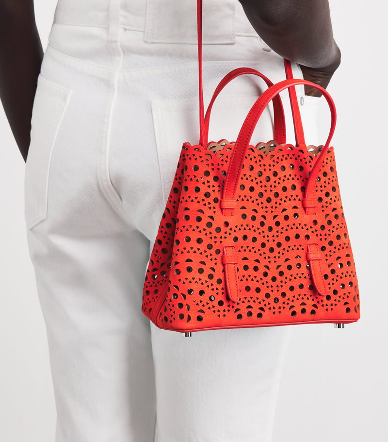 Alaïa Le Mina tote bag nubuck leather 17x20cm, imported from the UK