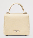 Aspinal Of London mini raffia floral embroidery Mayfair bag, imported from the UK