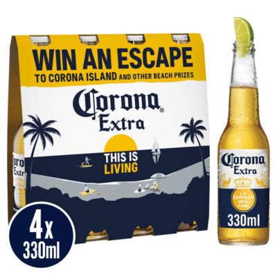 Corona Extra premium lager beer 4x330ml bottles, UK version