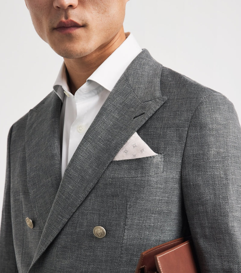 Eleventy polka-dot wool-cotton pocket square 33cm - British product