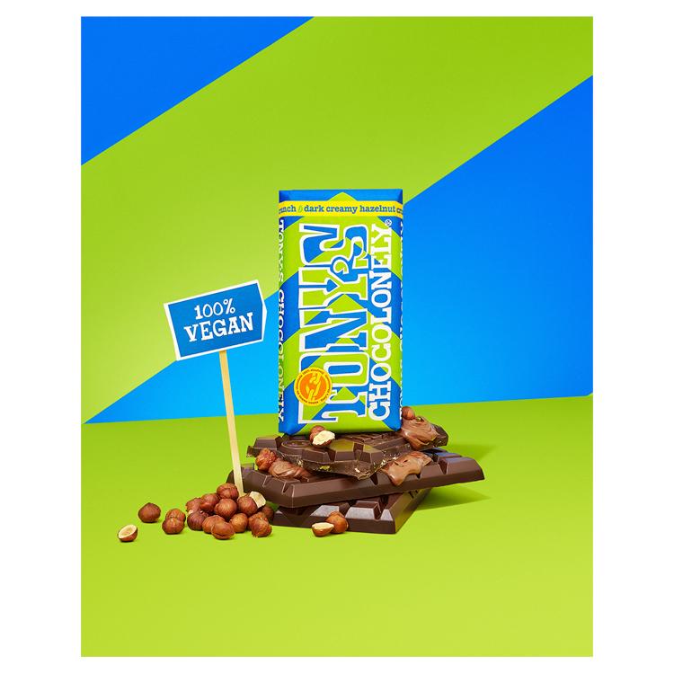 Tony's Chocolonely dark chocolate hazelnut crunch 180g, UK version