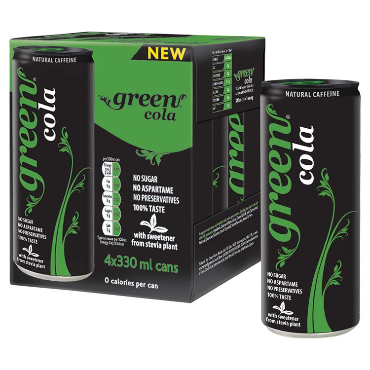 Green Cola low-calorie cola 4 cans 330ml, imported from the UK