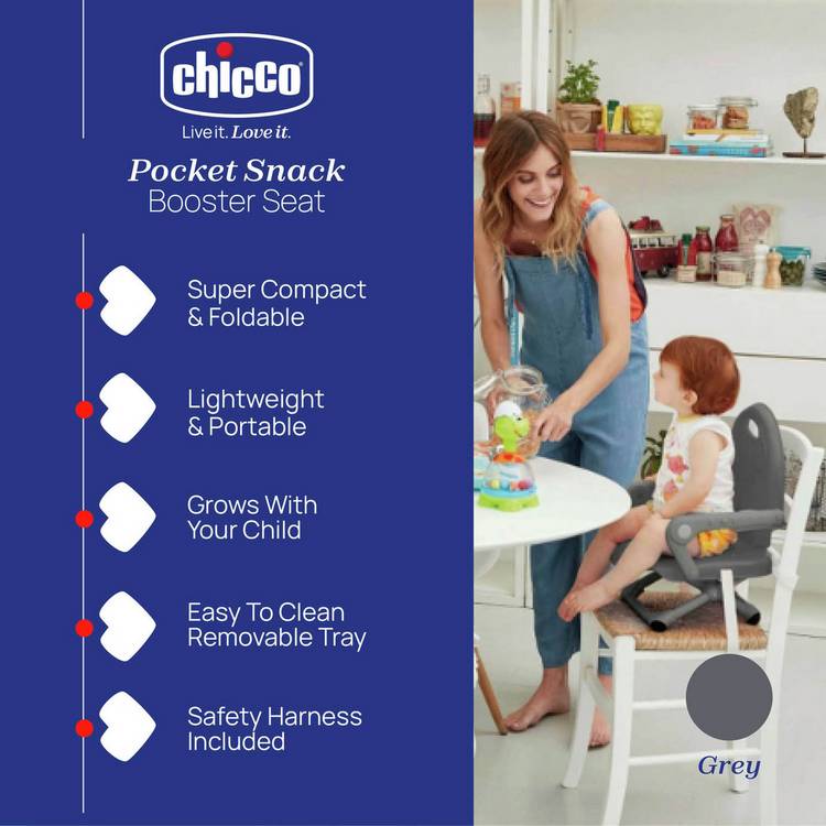 Chicco Pocket Snack booster seat grey (British brand)