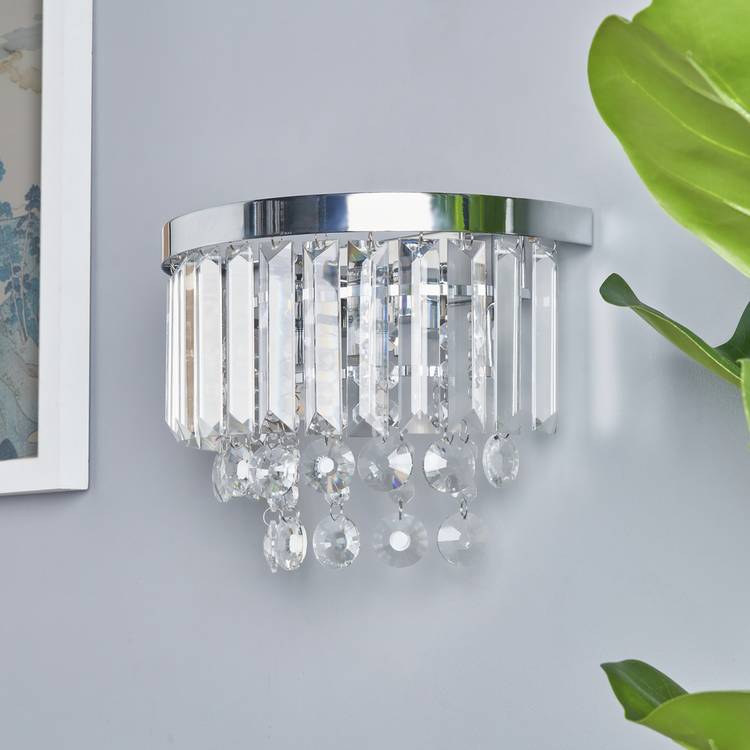 BHS Monroe chrome wall light with glass prisms - British product