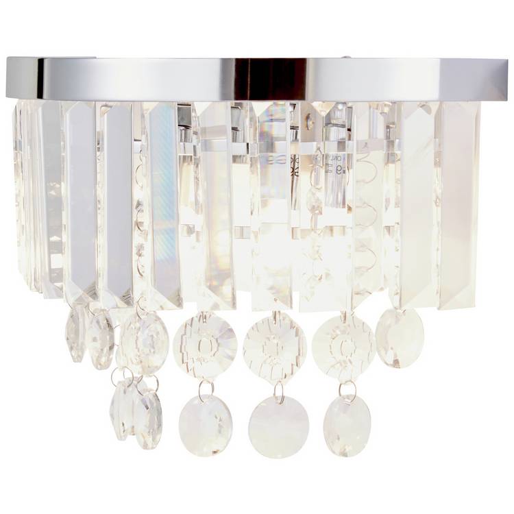 BHS Monroe chrome wall light with glass prisms - British product