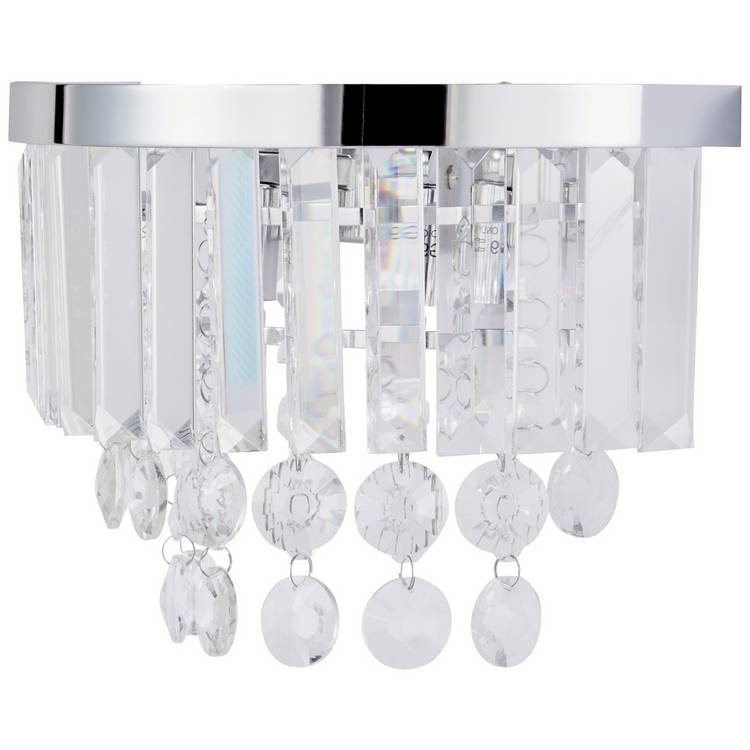 BHS Monroe chrome wall light with glass prisms - British product