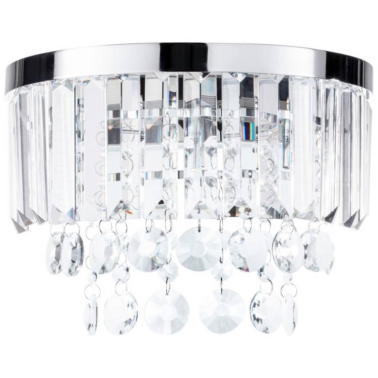 BHS Monroe chrome wall light with glass prisms - British product