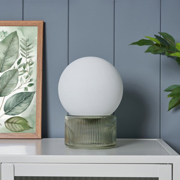 BHS Orbi opal glass table lamp green (British brand)