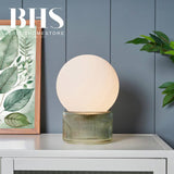 BHS Orbi opal glass table lamp green (British brand)
