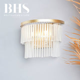 BHS Orta tiered frosted glass wall light in brass, UK version