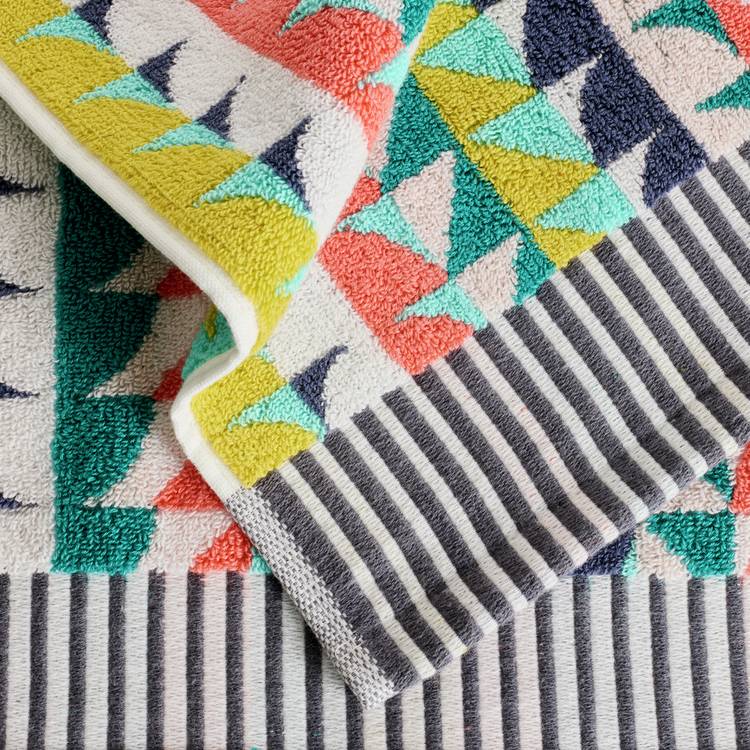 Margo Selby Heriward cotton towel bale with geometric pattern (British brand)