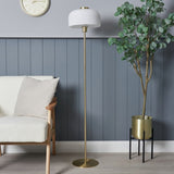 BHS Reed floor lamp brass finish with ribbed glass shade, UK version