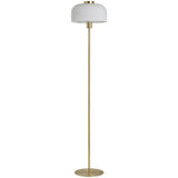 BHS Reed floor lamp brass finish with ribbed glass shade, UK version