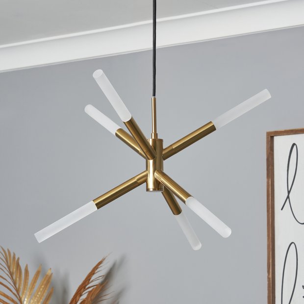 BHS Sputnik brass ceiling light 6 arms, imported from the UK