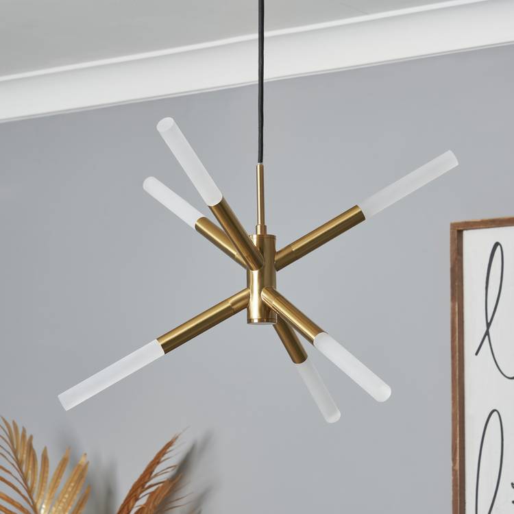 BHS Sputnik brass ceiling light 6 arms, imported from the UK