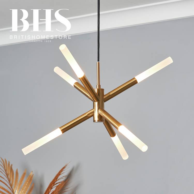 BHS Sputnik brass ceiling light 6 arms, imported from the UK