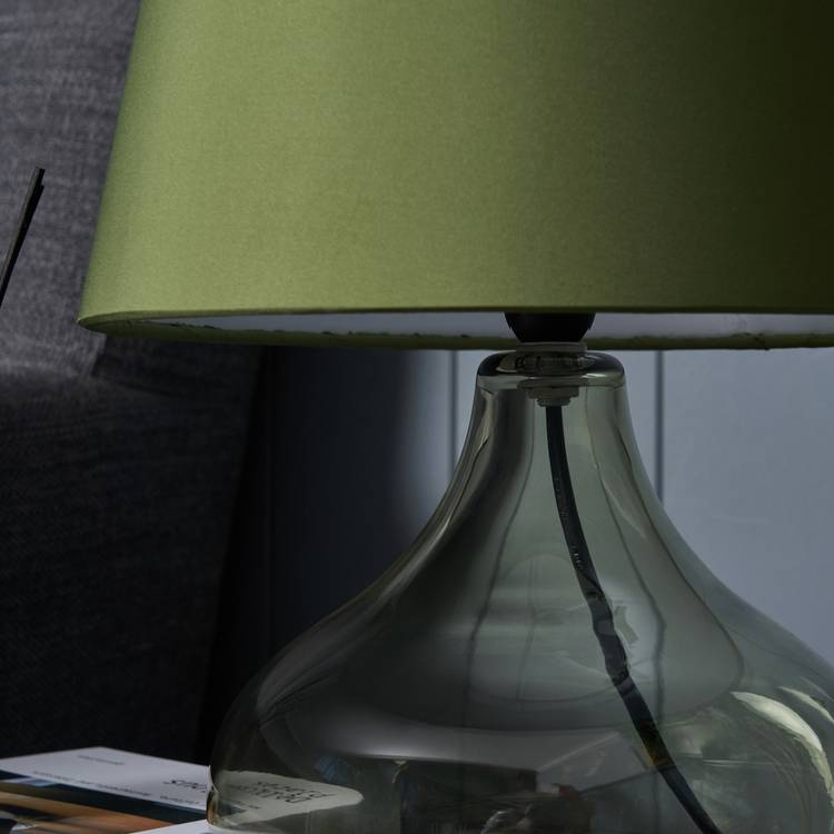 BHS teardrop glass table lamp in green (British brand)