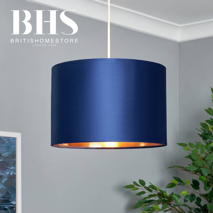BHS navy velvet easy-fit lampshade 30cm, imported from the UK