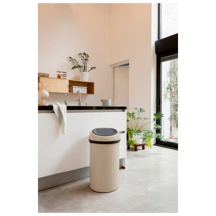 Brabantia 60L touch top bin soft beige - British product
