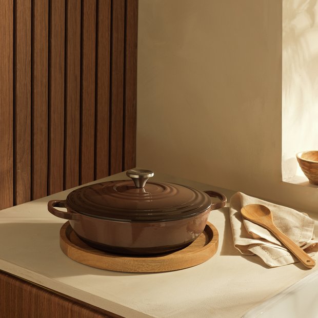 Habitat cast iron casserole dish shallow 4 litre chocolate (British brand)