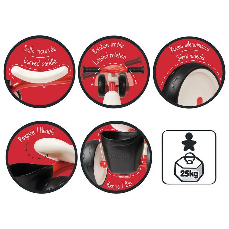 Smoby Rookie Ride On red toddler ride on toy (British brand)