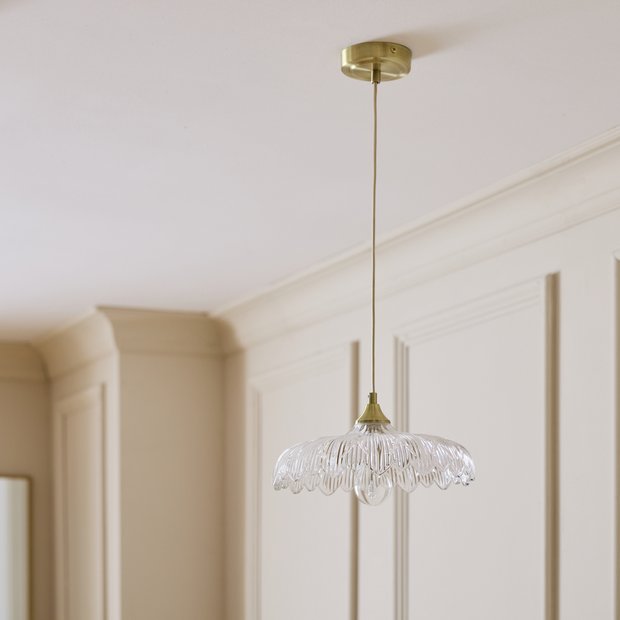 Argos Home petal glass pendant ceiling light brushed brass, imported from the UK