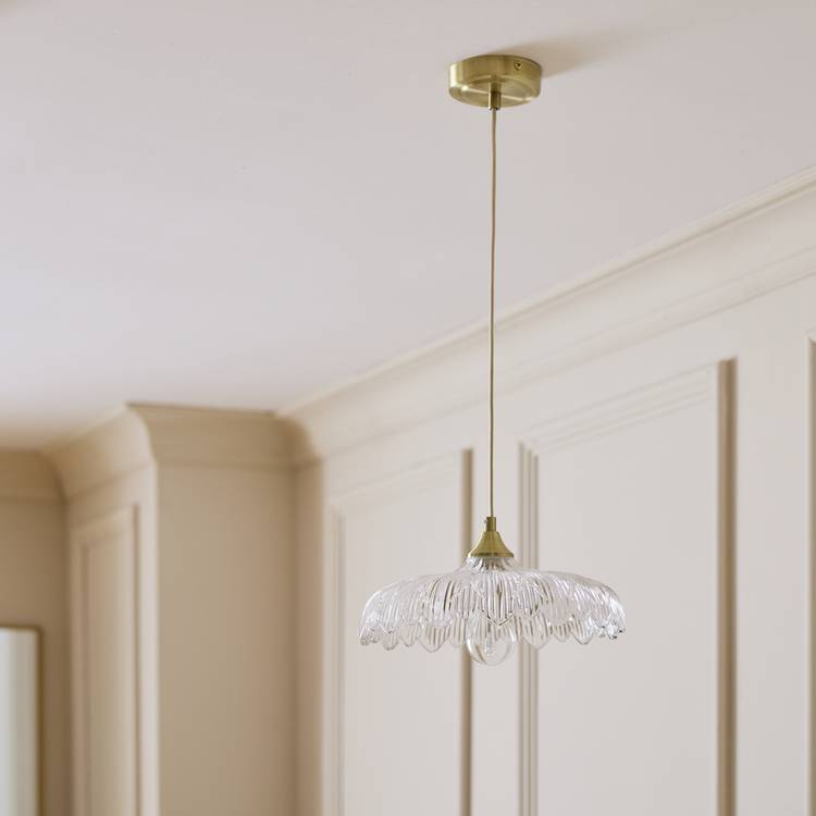Argos Home petal glass pendant ceiling light brushed brass, imported from the UK