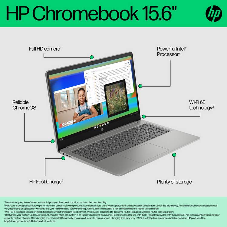 HP Chromebook 15.6 inch Intel N100 4GB 128GB - British product
