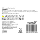Argos Home pack of 4 unscented gold pillar candles - British product