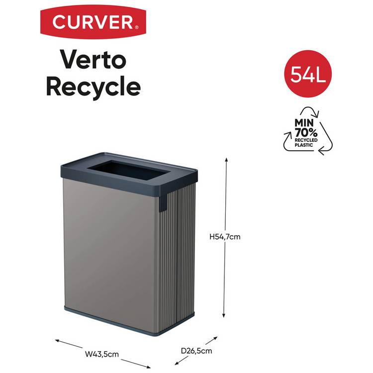 Curver grey 54 litre recycling bin - British product