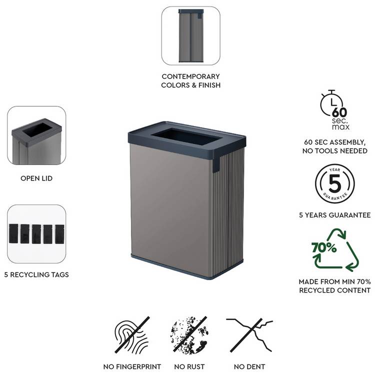 Curver grey 54 litre recycling bin - British product