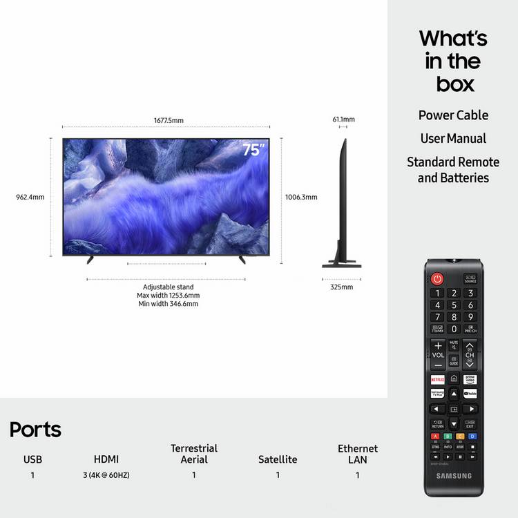 Samsung QLED 4K TV 75 inch (British brand)