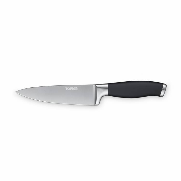 Tower small soft grip chef's knife black silver (British brand)