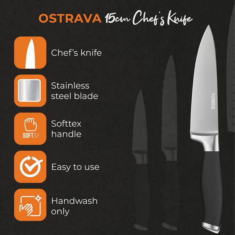 Tower small soft grip chef's knife black silver (British brand)