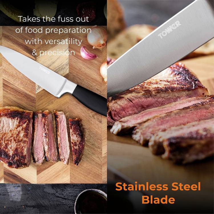 Tower small soft grip chef's knife black silver (British brand)