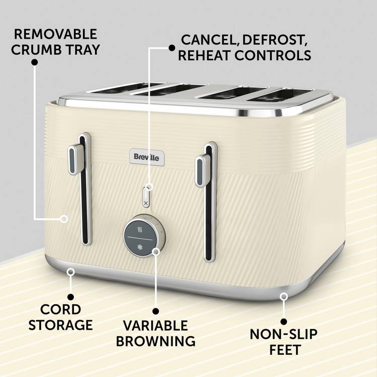 Breville Obliq cream 4-slice toaster, UK version