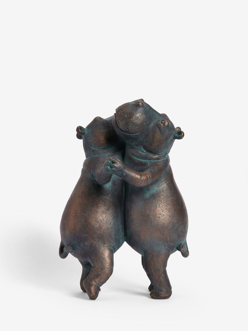Hattie and Henry dancing hippos bronze ornament 33.5cm - British product