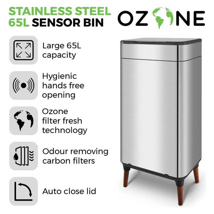 Tower stainless steel sensor bin 65L - British product