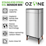 Tower stainless steel sensor bin 65L - British product