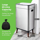 Tower stainless steel sensor bin 65L - British product