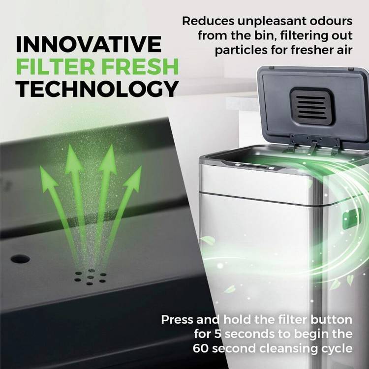 Tower stainless steel sensor bin 65L - British product