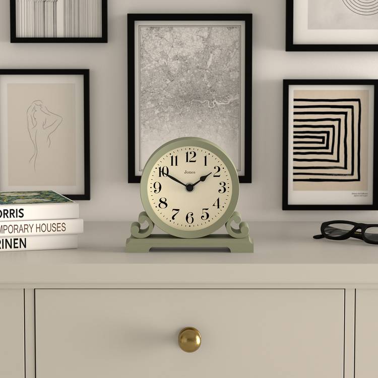 Jones Clocks mantel clock sage green - British product