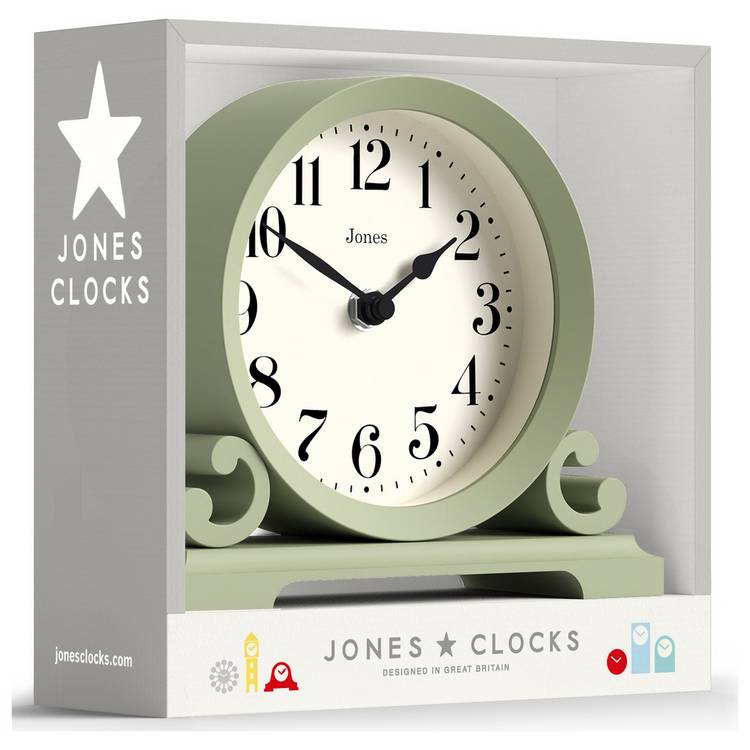 Jones Clocks mantel clock sage green - British product