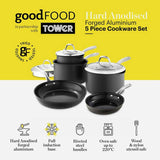 Good Food 5-piece hard anodised pan set, imported from the UK