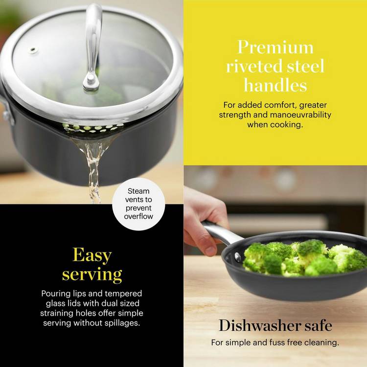 Good Food 5-piece hard anodised pan set, imported from the UK