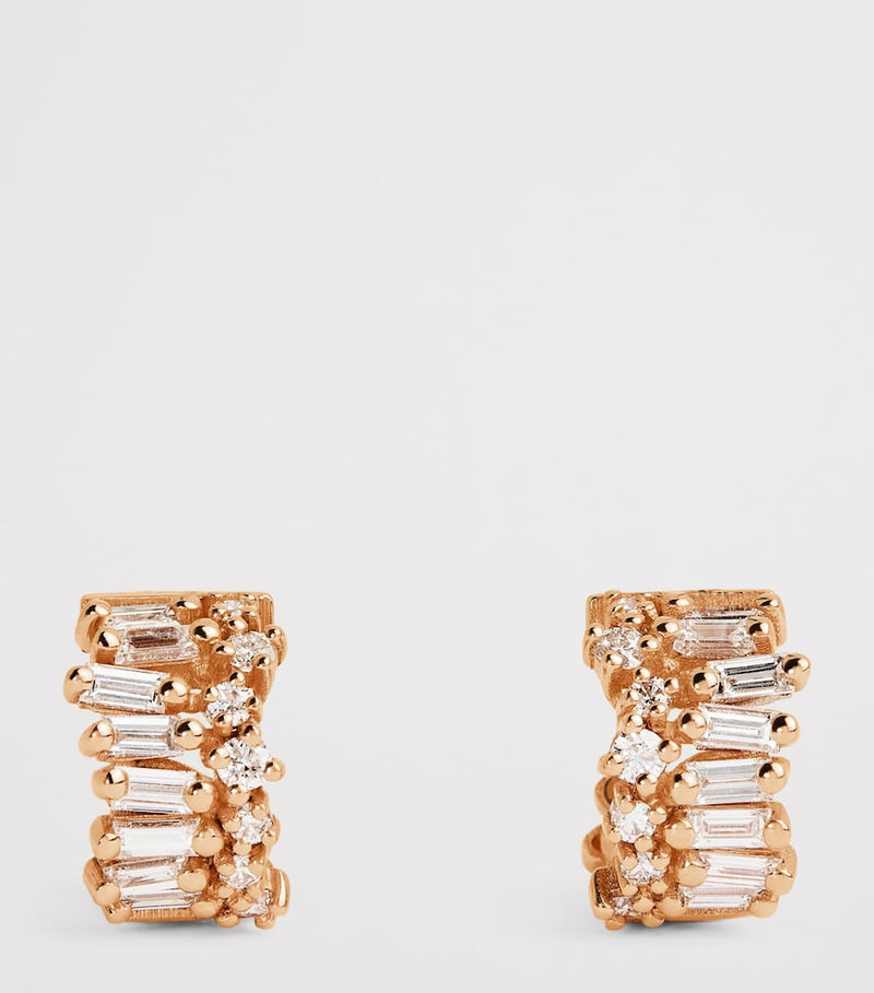 Suzanne Kalan rose gold diamond hoop earrings (British brand)